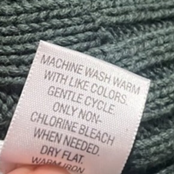 Croft & Barrow Green Chunky Cable Knit Turtleneck Cotton Pullover Sweater Large - Picture 9 of 9